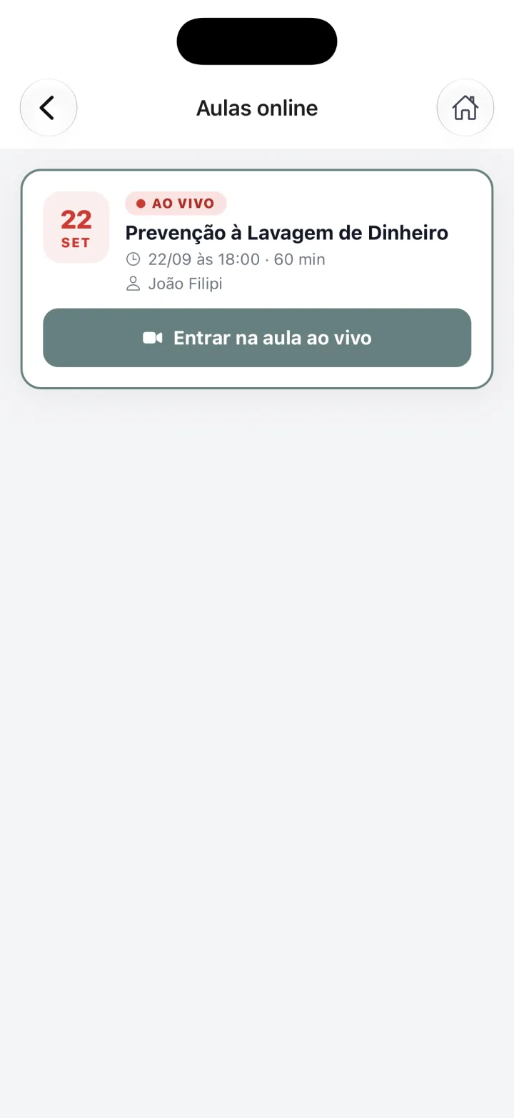 Aula ao vivo com presença automática