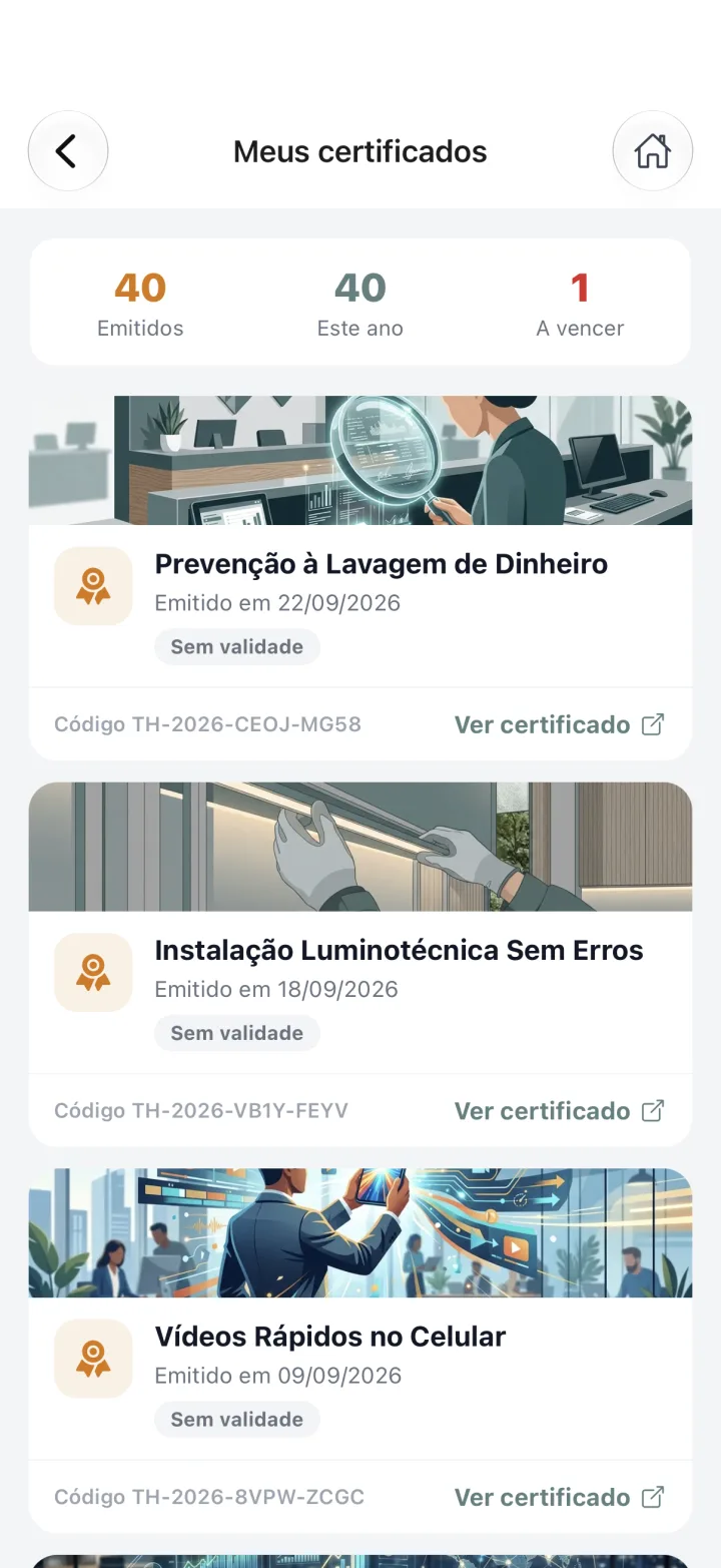 Certificados com validade, no bolso