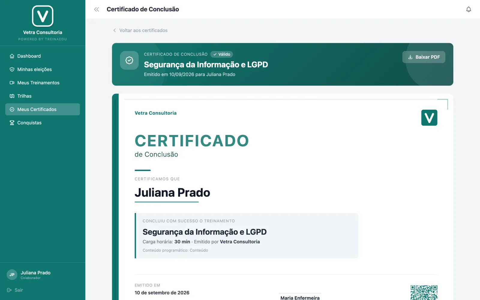 Certificado com a sua cara